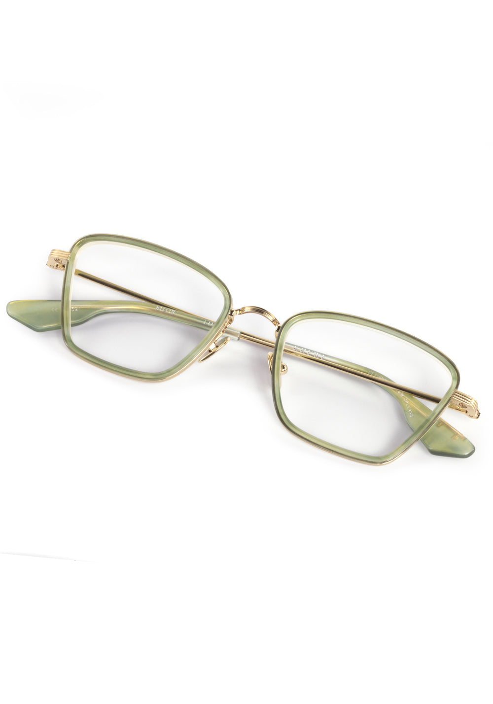 LUNA | 12K Titanium + Selene Handcrafted, luxury light green acetate and titanium cat-eye KREWE eyeglasses