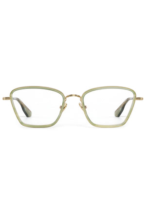 LUNA | 12K Titanium + Selene Handcrafted, luxury light green acetate and titanium cat-eye KREWE eyeglasses