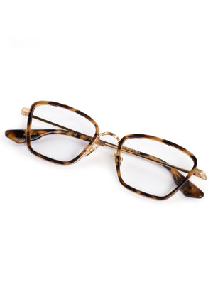 LUNA | 18K Titanium + Venezia Handcrafted, luxury brown tortoise acetate and titanium cat-eye KREWE eyeglasses