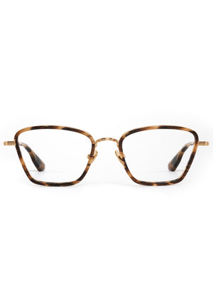 LUNA | 18K Titanium + Venezia Handcrafted, luxury brown tortoise acetate and titanium cat-eye KREWE eyeglasses