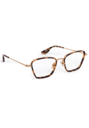 LUNA | 18K Titanium + Venezia Handcrafted, luxury brown tortoise acetate and titanium cat-eye KREWE eyeglasses