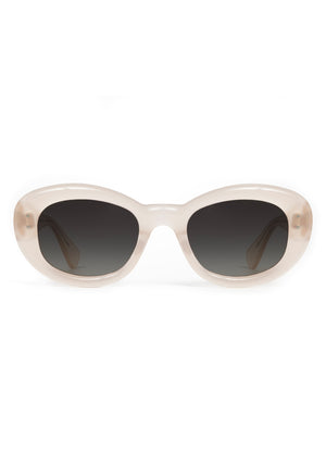 MARGARET | Platinum Blonde Handcrafted, luxury cream white acetate medium sized oval bubble frame KREWE sunglasses