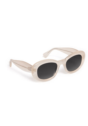 MARGARET | Platinum Blonde Handcrafted, luxury cream white acetate medium sized oval bubble frame KREWE sunglasses