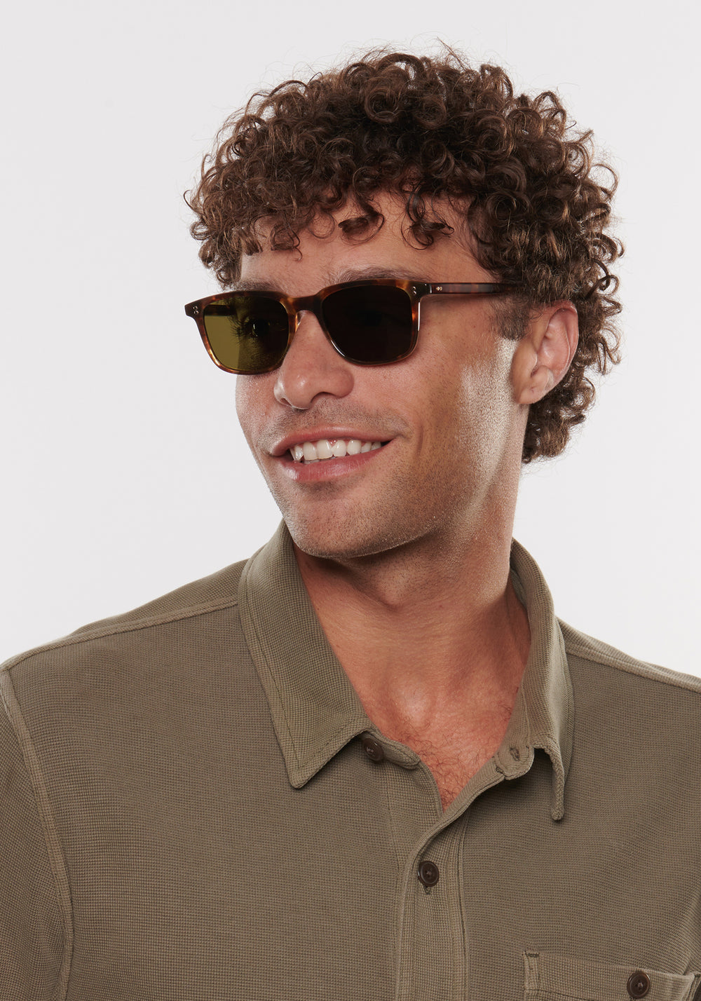 MATTHEW | Rye Polarized Handcrafted, luxury brown tortoise acetate KREWE sunglasses mens model | Model: Miguel