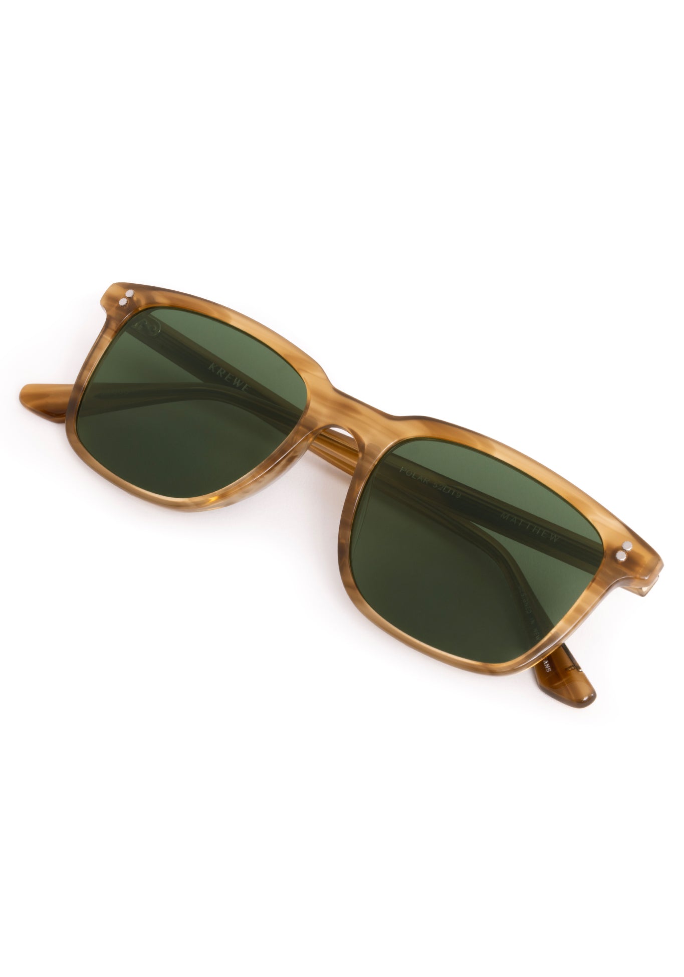 MATTHEW | Umber Polarized Handcrafted, brown tan acetate square rectangle polarized KREWE sunglasses