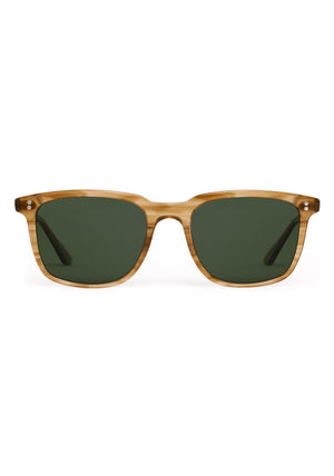 MATTHEW | Umber Polarized Handcrafted, brown tan acetate square rectangle polarized KREWE sunglasses