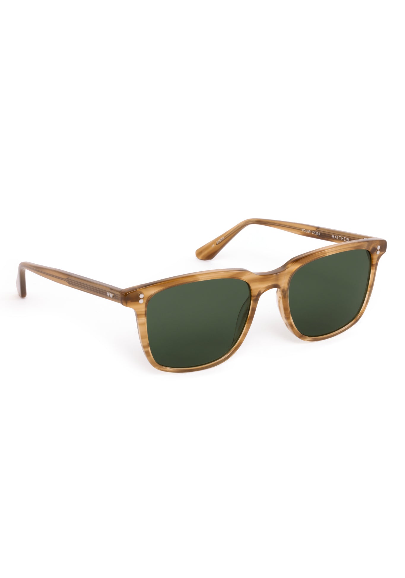 MATTHEW | Umber Polarized Handcrafted, brown tan acetate square rectangle polarized KREWE sunglasses