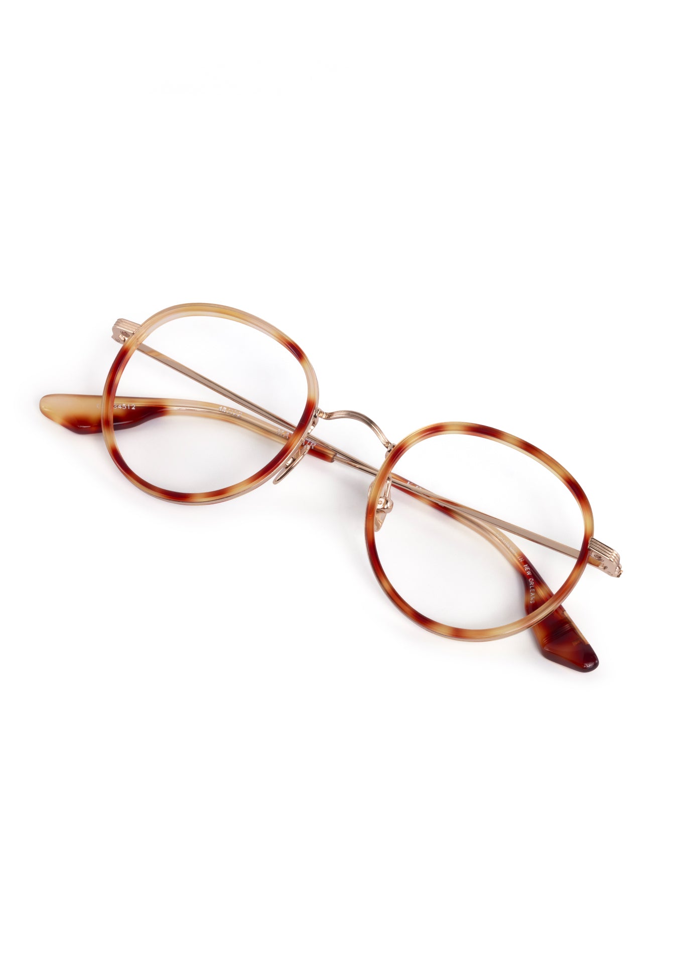 MAYFAIR | 12K Titanium + Hawksbill Handcrafted, luxury brown tortoise acetate and titanium round KREWE eyeglasses