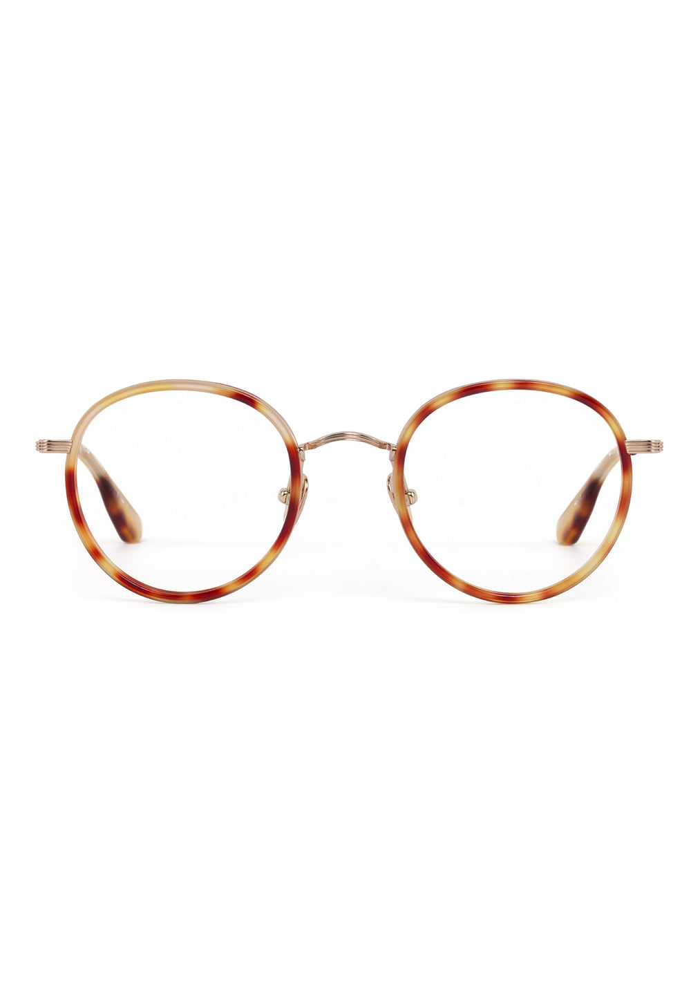 MAYFAIR | 12K Titanium + Hawksbill Handcrafted, luxury brown tortoise acetate and titanium round KREWE eyeglasses