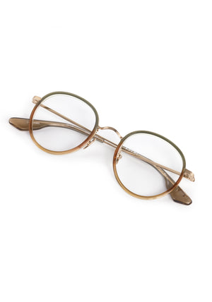 MAYFAIR | 12K Titanium + Wasabi Handcrafted, luxury green acetate and titanium round KREWE eyeglasses