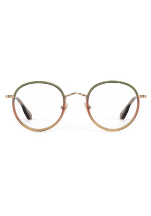 MAYFAIR | 12K Titanium + Wasabi Handcrafted, luxury green acetate and titanium round KREWE eyeglasses