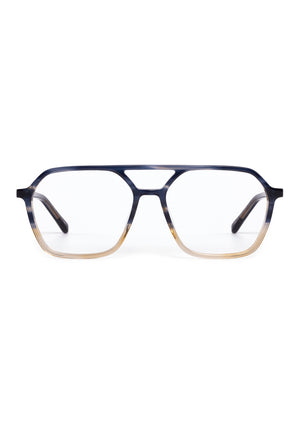 MOORE | Comet + Twilight Handcrafted, luxury blue and tan acetate aviator KREWE eyeglasses