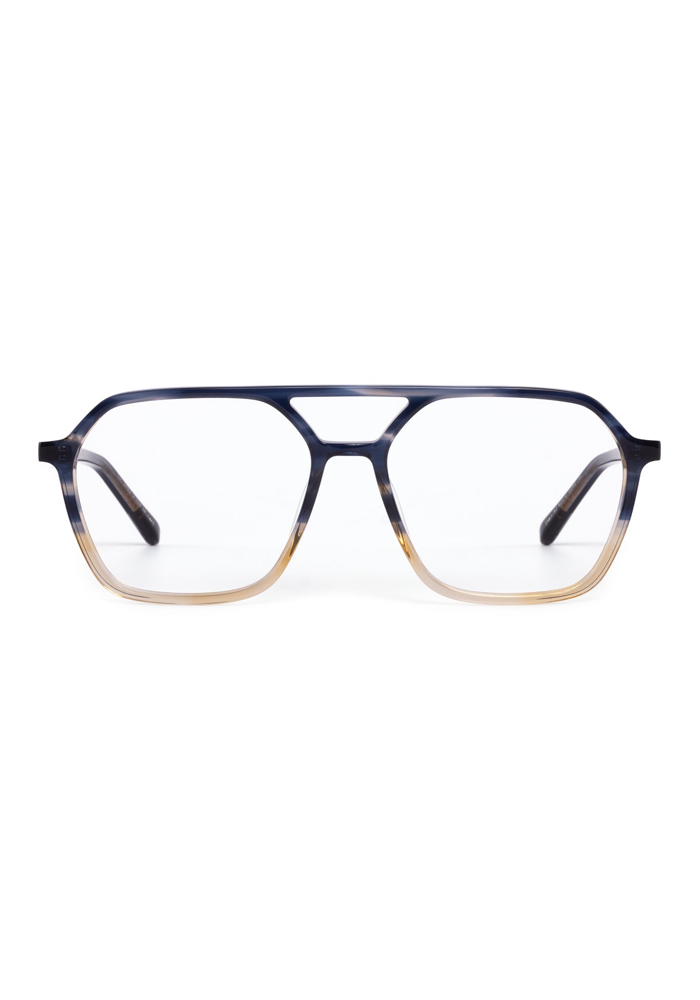 MOORE | Comet + Twilight Handcrafted, luxury blue and tan acetate aviator KREWE eyeglasses