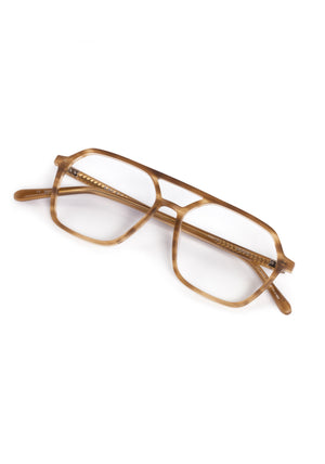 MOORE | Matte Umber Handcrafted, luxury matte brown tan acetate aviator KREWE eyeglasses