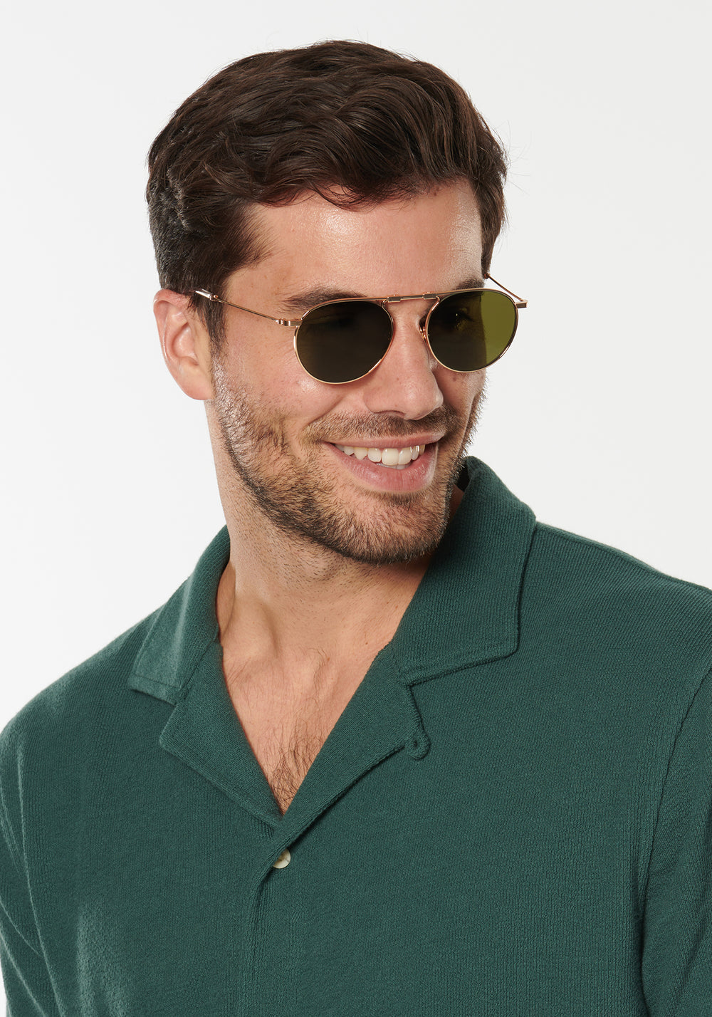 RAMPART FOLD | 18K + Crystal Polarized, Handcrafted Luxury Foldable KREWE Sunglasses mens model | Model: Douglas