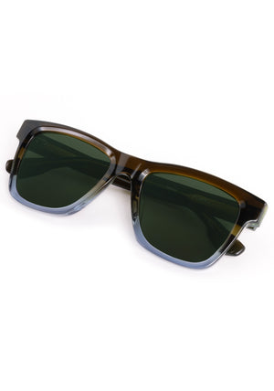 RORY | Nori Handcrafted, luxury brown green light blue gradient acetate large square rectangular KREWE sunglasses