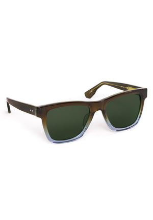 RORY | Nori Handcrafted, luxury brown green light blue gradient acetate large square rectangular KREWE sunglasses