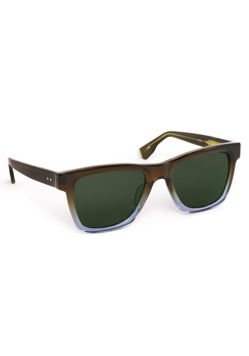 RORY | Nori Handcrafted, luxury brown green light blue gradient acetate large square rectangular KREWE Greyson sunglasses 