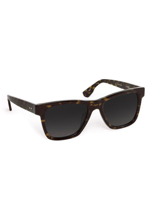 RORY | Tortuga Noir Polarized Handcrafted, luxury dark brown black tortoise acetate large square rectangular KREWE polarized sunglasses 