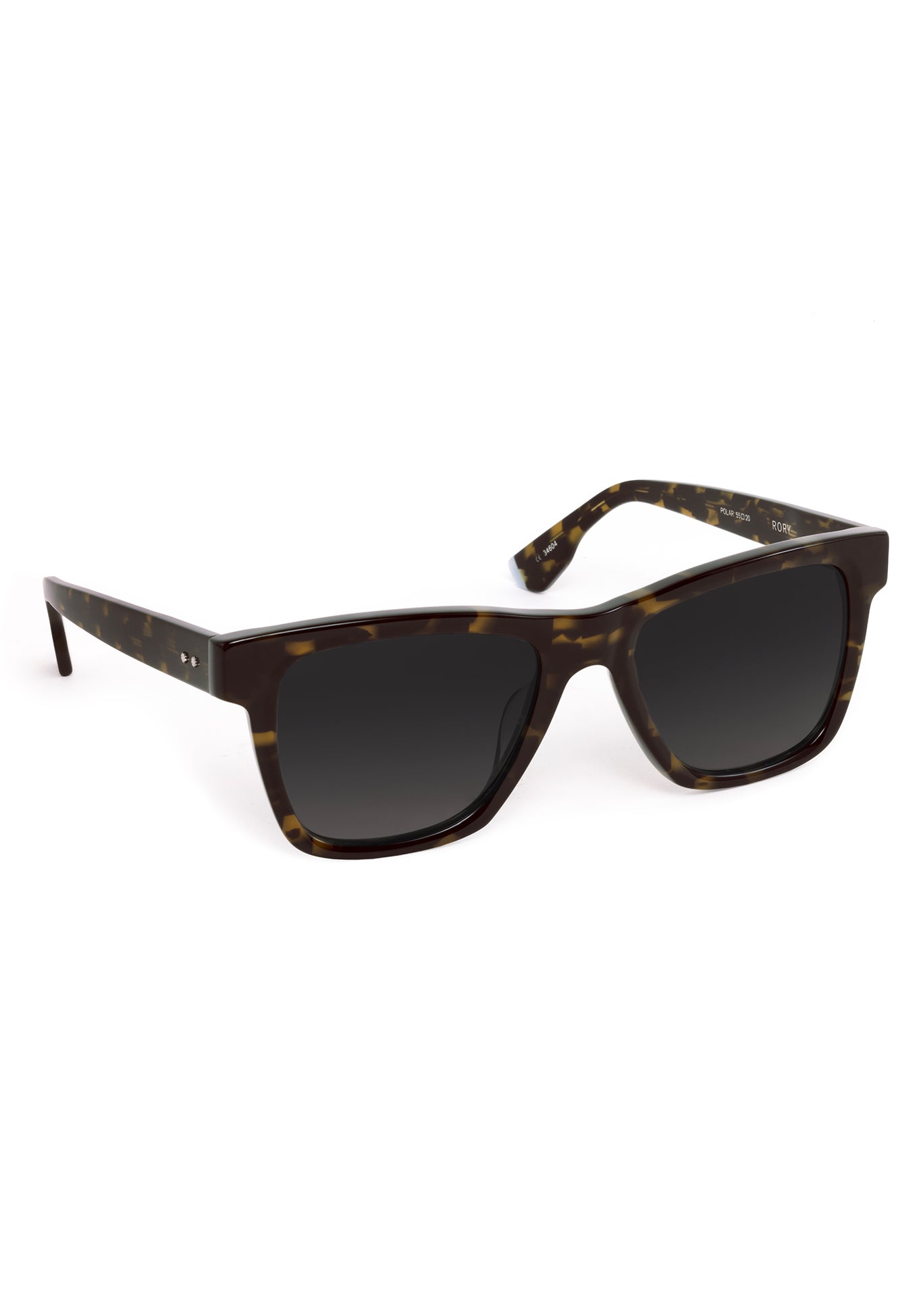 RORY | Tortuga Noir Polarized Handcrafted, luxury dark brown black tortoise acetate large square rectangular KREWE Greyson polarized sunglasses 