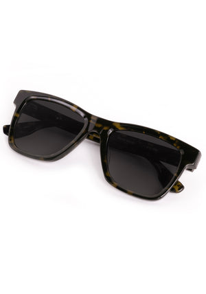 RORY | Tortuga Noir Polarized Handcrafted, luxury dark brown black tortoise acetate large square rectangular KREWE polarized sunglasses 