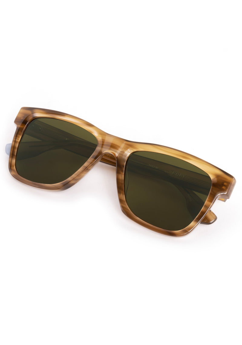 RORY | Umber Handcrafted, luxury tan brown acetate large square rectangular KREWE Greyson sunglasses 