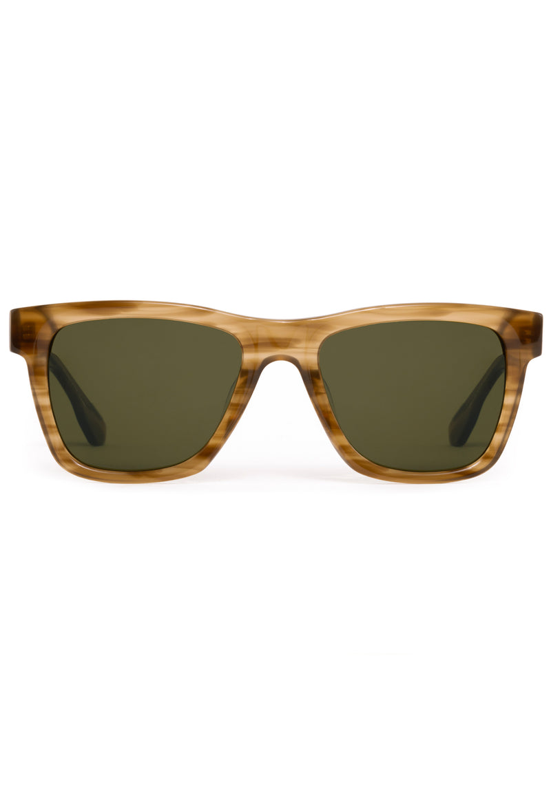 RORY | Umber Handcrafted, luxury tan brown acetate large square rectangular KREWE Greyson sunglasses 