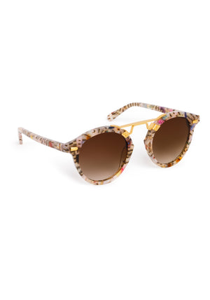 STL II | Confetti 24K Handcrafted, luxury, multicolored large round acetate KREWE sunglasses with gold bridge and hardware 