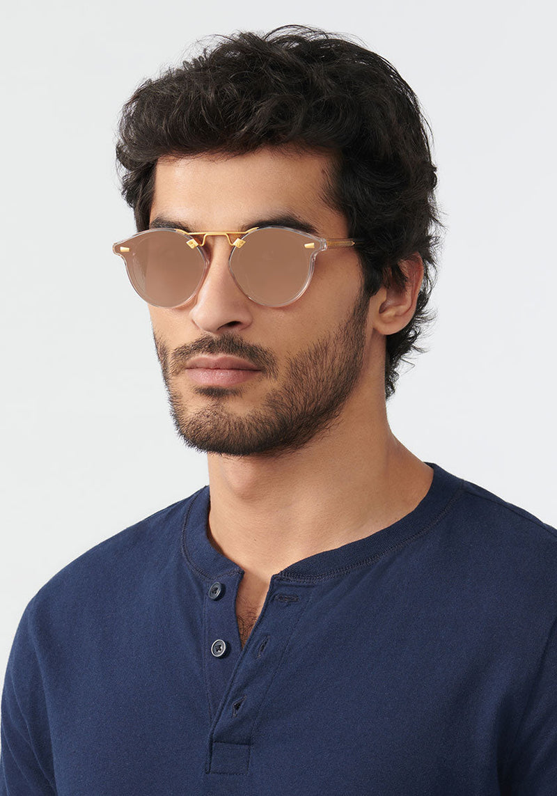 Glass Lens Sunglasses Men Luxury Crystal Stone Brown Lens Sun