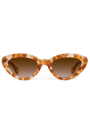 SASHA | Blonde Amaro Handcrafted, luxury brown tortoise acetate bubble cat-eye KREWE sunglasses