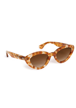 SASHA | Blonde Amaro Handcrafted, luxury brown tortoise acetate bubble cat-eye KREWE sunglasses