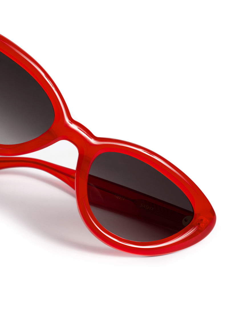 SASHA | Cherry Handcrafted, luxury glossy red acetate bubble cat-eye KREWE sunglasses womens model