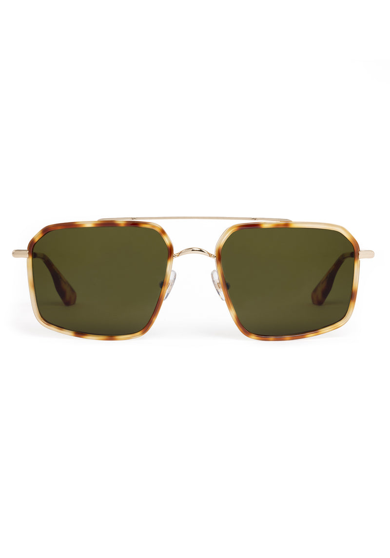 SUMMIT | 12K + Hawksbill Handcrafted, brown tortoise oversized square aviator KREWE sunglasses