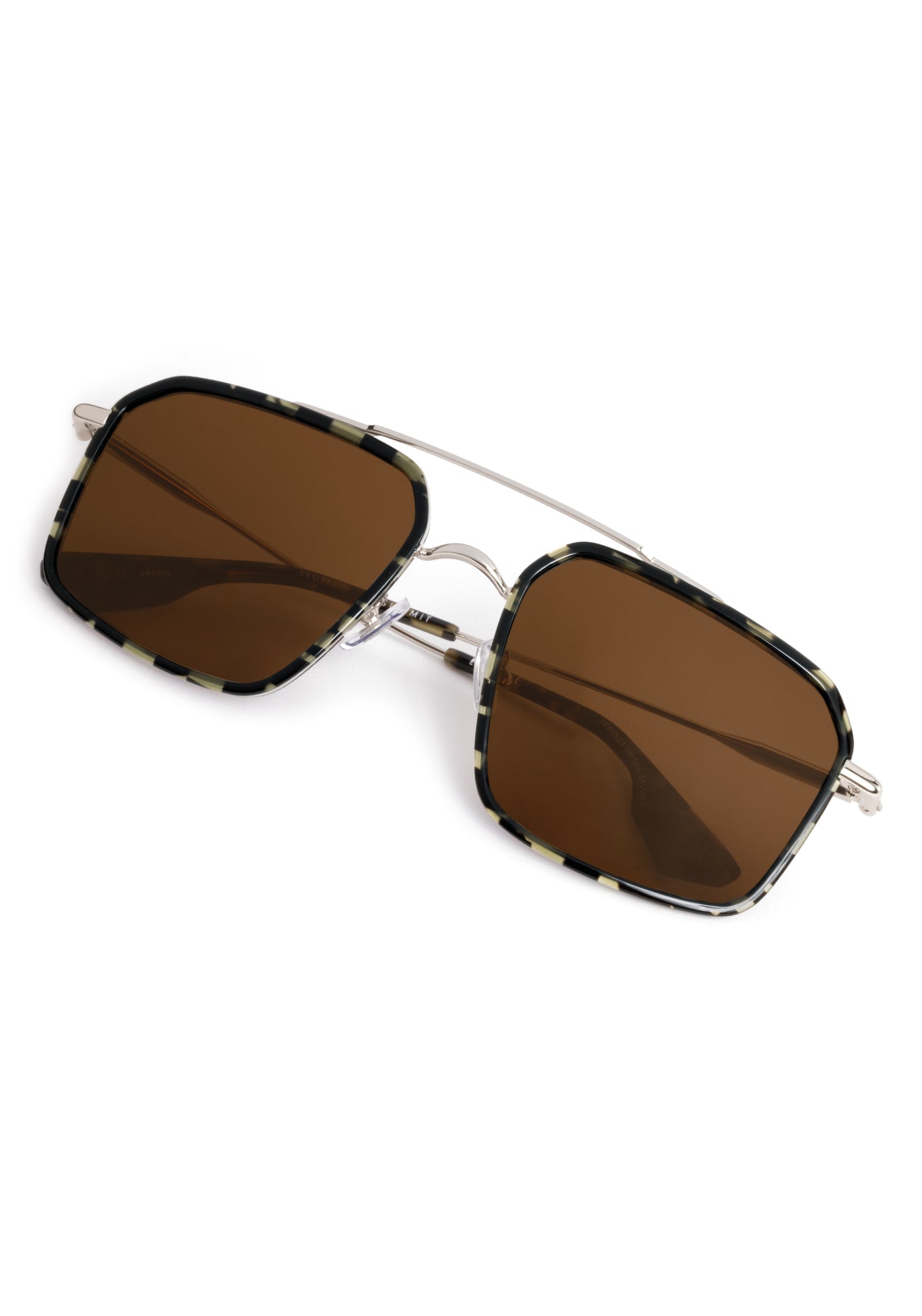 SUMMIT | Silver + Tortuga Noir Handcrafted, dark brown black tortoise oversized square aviator KREWE sunglasses