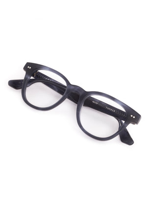 TUCKER | Matte Denim Handcrafted, luxury matte dark blue navy square wayfarer KREWE eyeglasses