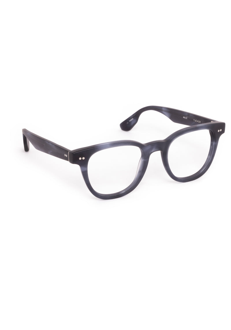 TUCKER | Matte Denim Handcrafted, luxury matte dark blue navy square wayfarer KREWE eyeglasses