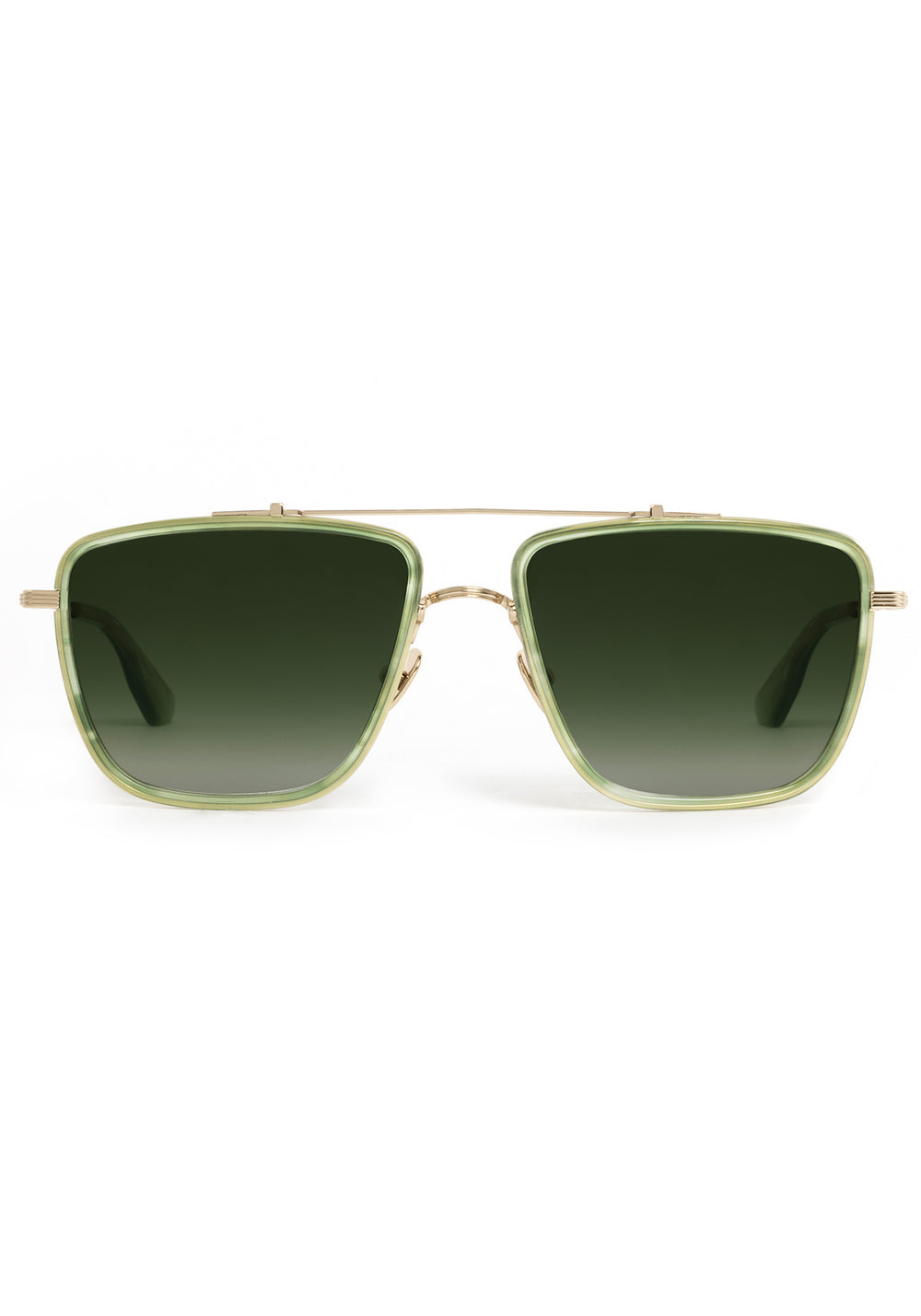 VAIL | 12K Titanium + Selene Handcrafted, luxury light green acetate and titanium square oversized aviator KREWE sunglasses