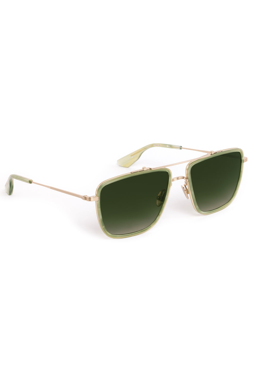 VAIL | 12K Titanium + Selene Handcrafted, luxury light green acetate and titanium square oversized aviator KREWE sunglasses