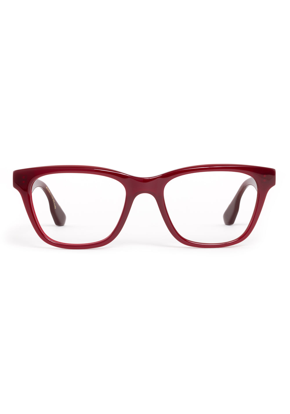 VALERIE | Brandy Handcrafted, luxury dark red maroon acetate rectangular cat-eye KREWE eyeglasses