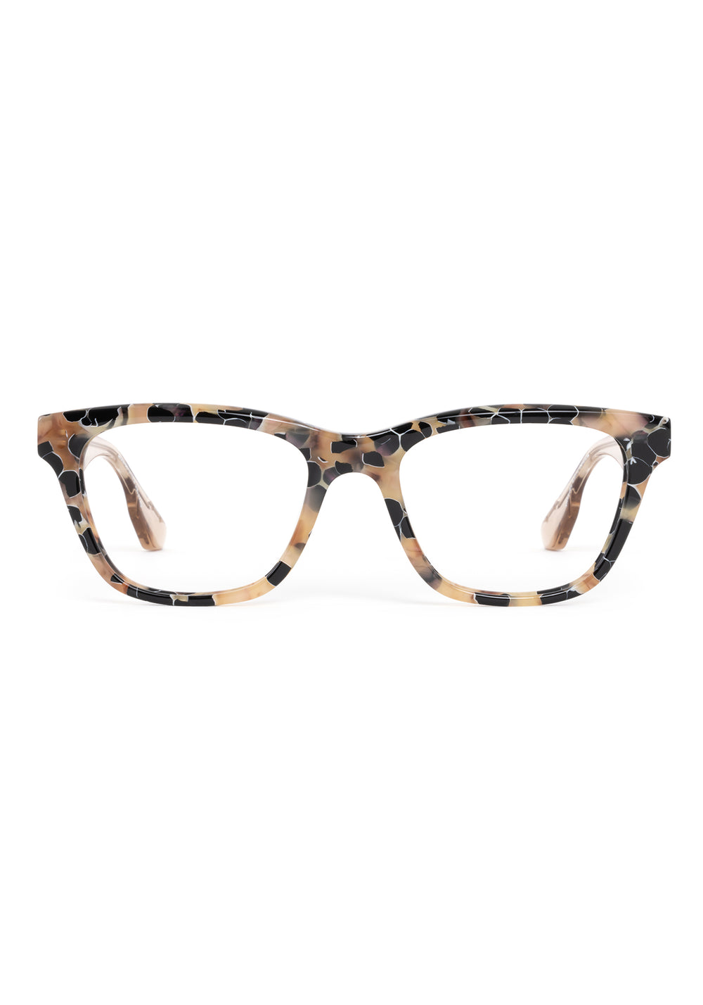 VALERIE | Crema + Buff Handcrafted, luxury black light pink and tan tortoise acetate rectangular cat-eye KREWE eyeglasses