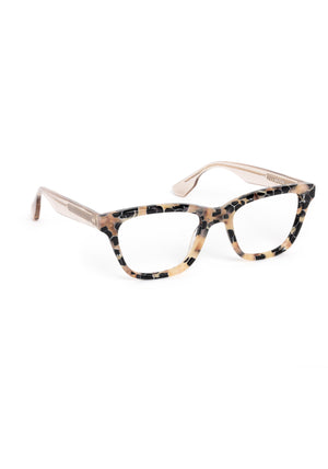 VALERIE | Crema + Buff Handcrafted, luxury black light pink and tan tortoise acetate rectangular cat-eye KREWE eyeglasses