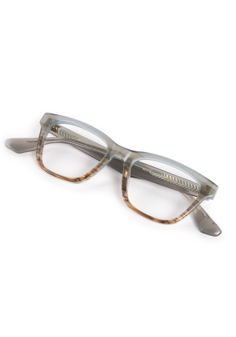 VALERIE | Root + Shale Handcrafted, luxury light grey to brown gradient acetate rectangular cat-eye KREWE eyeglasses