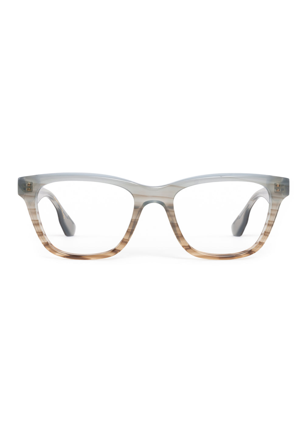 VALERIE | Root + Shale Handcrafted, luxury light grey to brown gradient acetate rectangular cat-eye KREWE eyeglasses