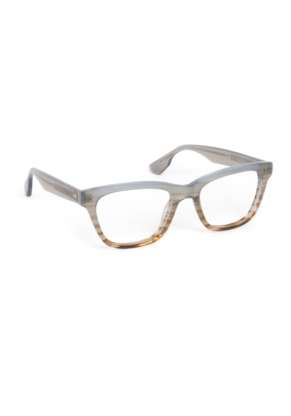 VALERIE | Root + Shale Handcrafted, luxury light grey to brown gradient acetate rectangular cat-eye KREWE eyeglasses