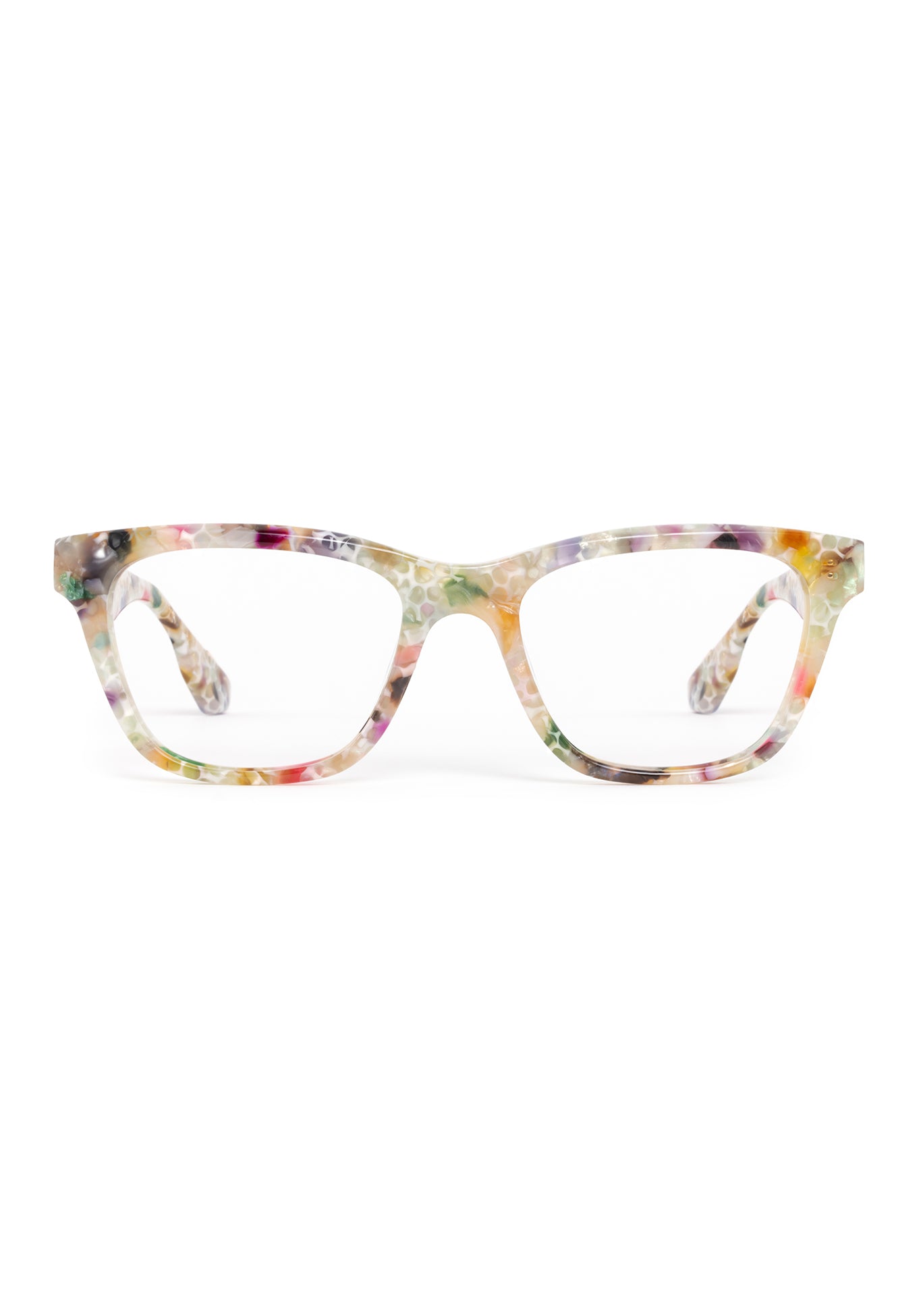 VALERIE | Sucre Handcrafted, luxury multicolored pastel tortoise acetate rectangular cat-eye KREWE eyeglasses