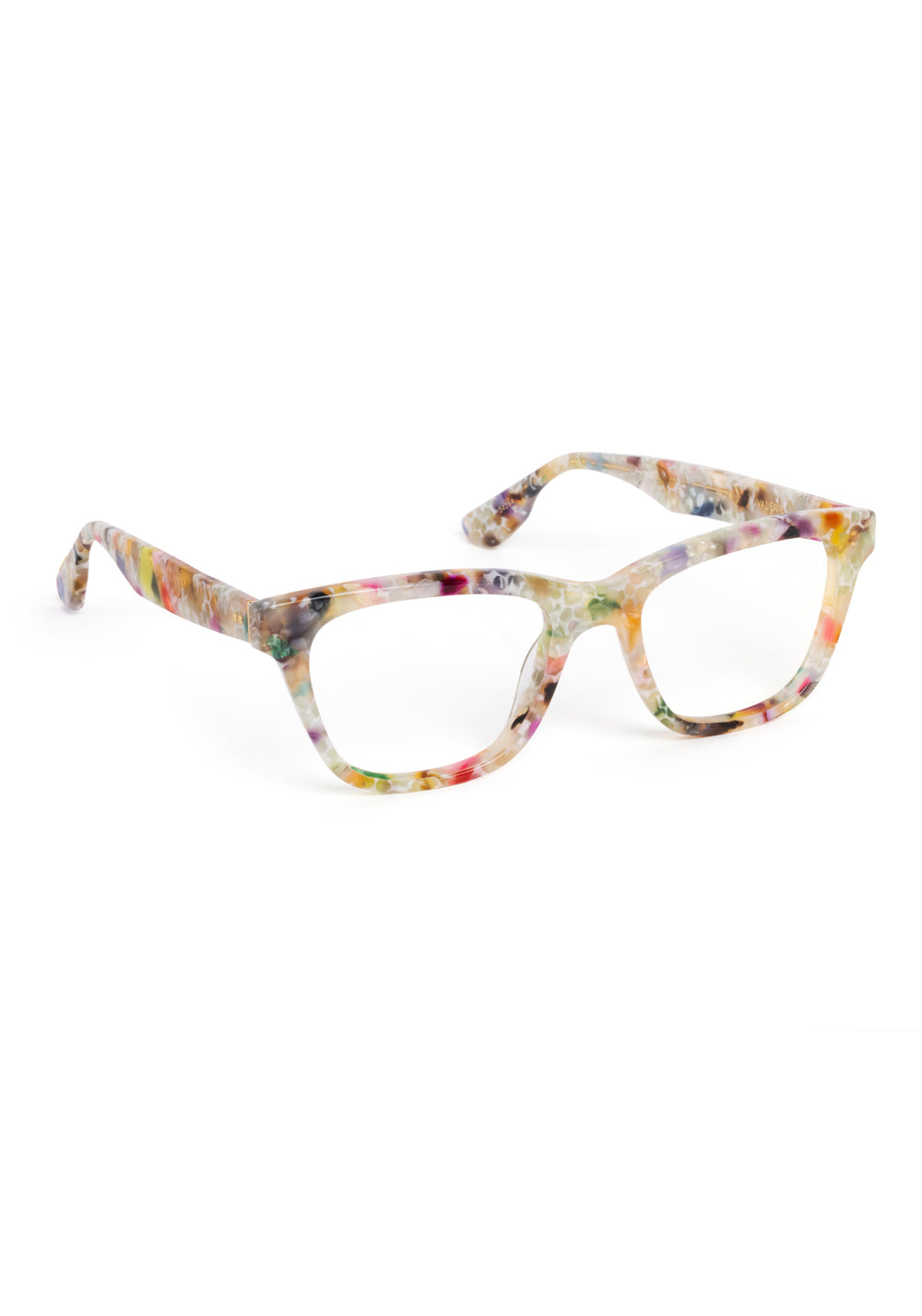 VALERIE | Sucre Handcrafted, luxury multicolored pastel tortoise acetate rectangular cat-eye KREWE eyeglasses