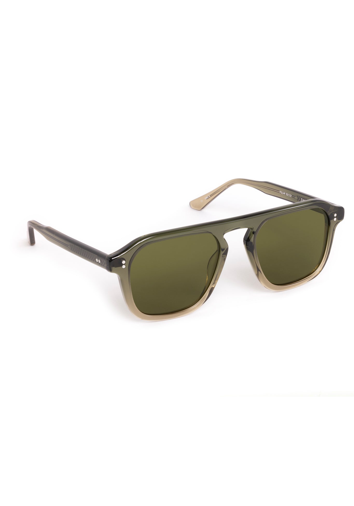 ZANDER | Verde Polarized Handcrafted, luxury green acetate large rectangular aviator polarized KREWE sunglasses